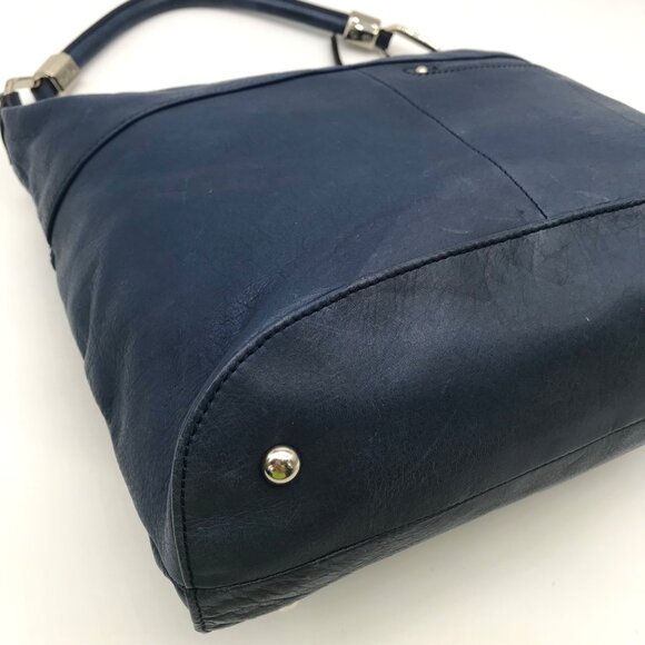 B. Makowsky Blue Leather Double Zipper Shoulder Bag - Picture 9 of 12